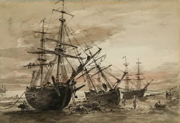 Barcos carboneros en la playa de Brighton, c.1824